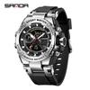 SANDA 3363 Роскошные мужские электронные часы Многофункциональные для активного отдыха и спорта Водонепроницаемые Светящиеся светодиодные мужские электронные часы