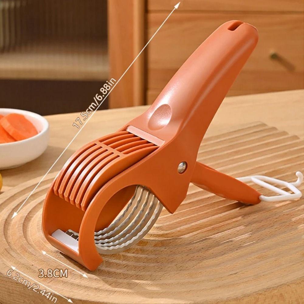 Stainless Steel Portable Salad Cutter Non-slip Handle Fruit Chopping Tool  Kitchen Gadgets