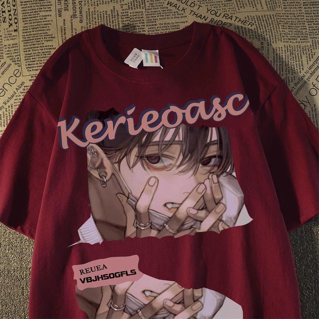 Унисекс Японская Ретро Аниме Мультяшная Свободная Футболка - Доступны Большие Размеры