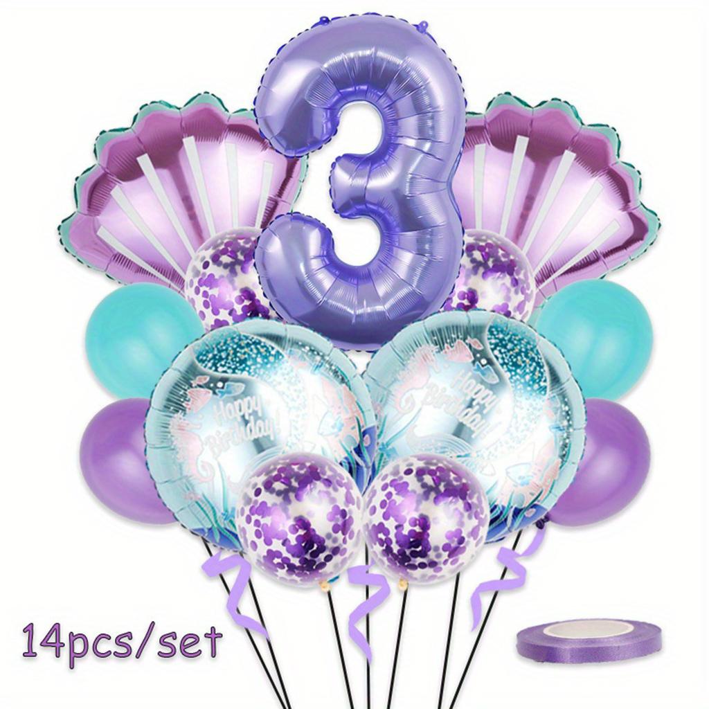 32inch Purple Number Shell Foil Balloon Girls Happy Birthday Balloons Set 1st 2nd 3rd 4th Birthday Balloon Set