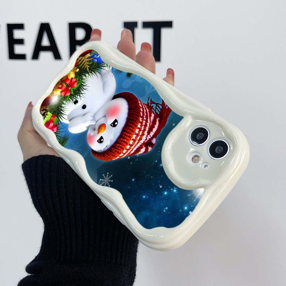 Samsung A24 для iPhone 15 Xiaomi Poco X5 Redmi 13c Чехлы для телефонов Huawei Honor 90 A7 Merry Christmas Bear Deer art милый эксклюзивный кремовый узор Мягкий чехол
