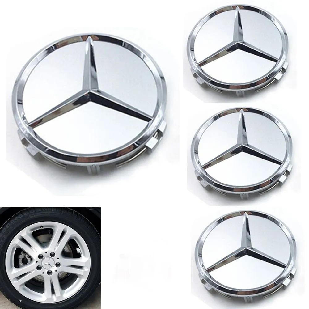 4PCS 75MM For Mercedes Benz AMG A B C E M R G S Class GLA GL CLA CES CLS SLK GLK CLK W204 W205 Car Wheel Center Hub Caps Cover