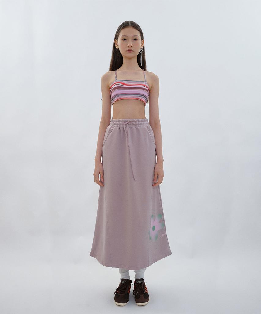 Pisis Flower A-Line Long Skirt_Ash Purple