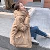 Женская одежда с хлопковой подкладкой, Холодостойкая одежда с хлопковой подкладкой, Свободная куртка средней длины корейского кроя, Куртка с хлопковой подкладкой.