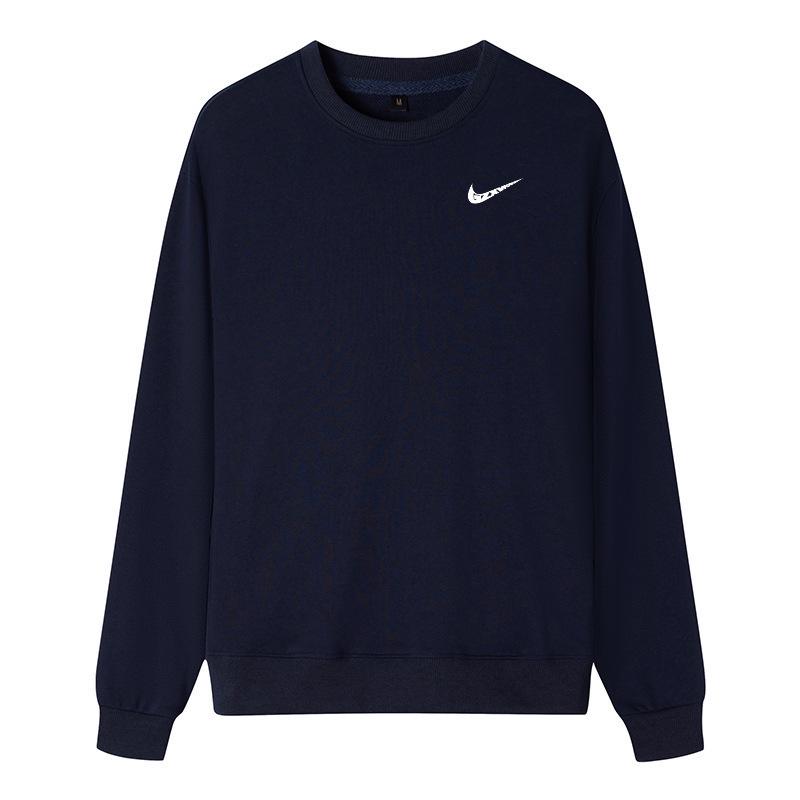 Мужская хлопковая толстовка с круглым вырезом: Весна/Осень, Свободный крой, Большой размер, Однотонный, Парная спортивная одежда, Куртка-футболка с длинным рукавом и логотипом.