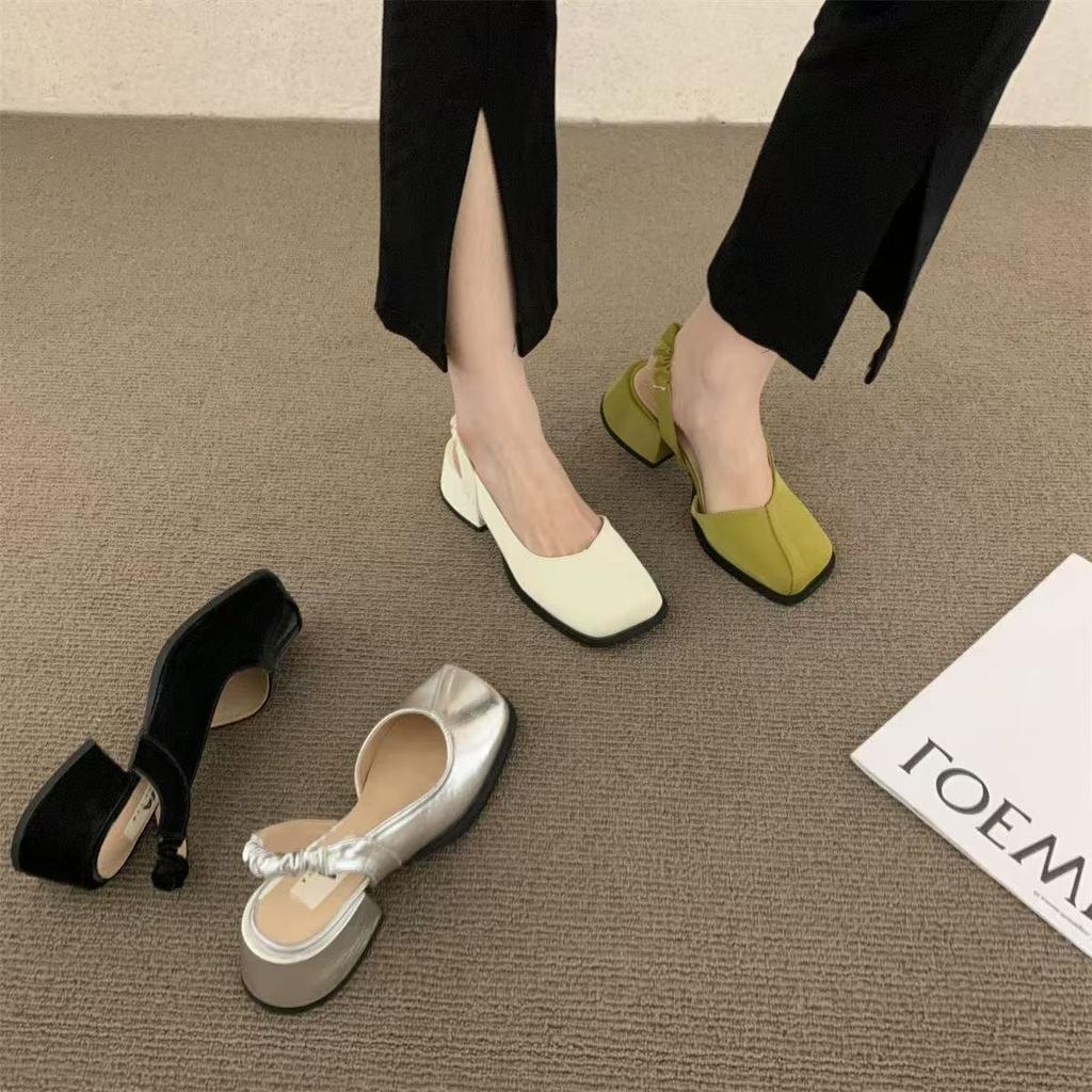 Temperament Retro Bag Head Roman Shoes Thick Heel High Heels Women's Summer French Small Fragrant Sandals 2025 Women's New Models