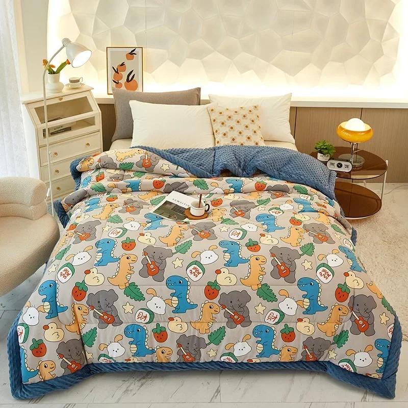 2023 New Doudou Rong Quilt Winter Thickened Children's Dormitory Single Double Quilt Core Double Sided Dual Use Winter Quilt