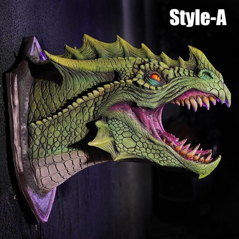 Sprayer LED Dragon Head Hanging Lamp Lantern Wall Lamp Resin Dinosaur Crafts Halloween Decoration Pendent Lamp