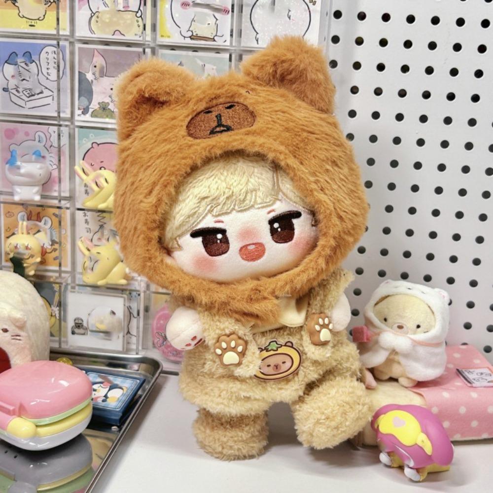 1 set Capybara Hat 20cm Cotton Doll Clothes Strap Pants Plush Doll Clothes  20cm Cotton Doll