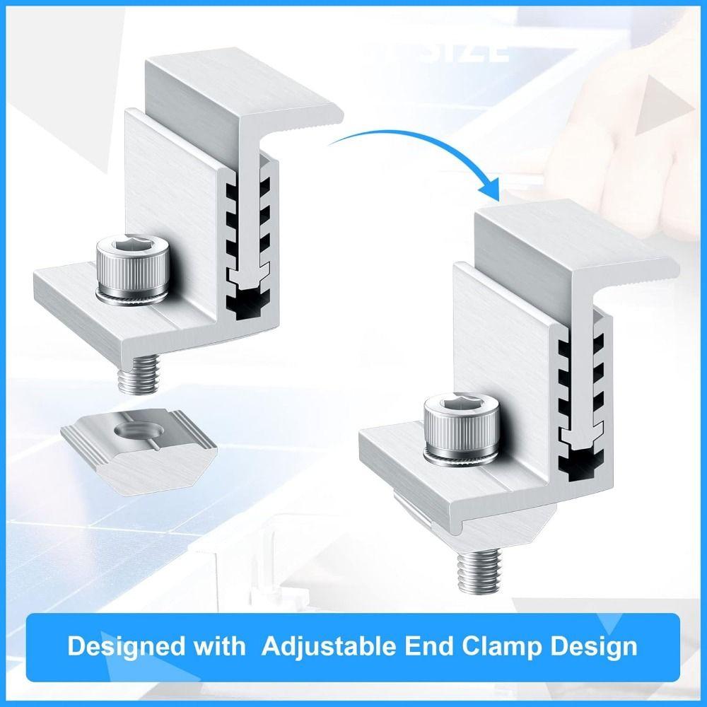 4Pcs Adjustable Solar Panel Mounting Z Brackets Solar Rail End Clamps  Solar System Accessories