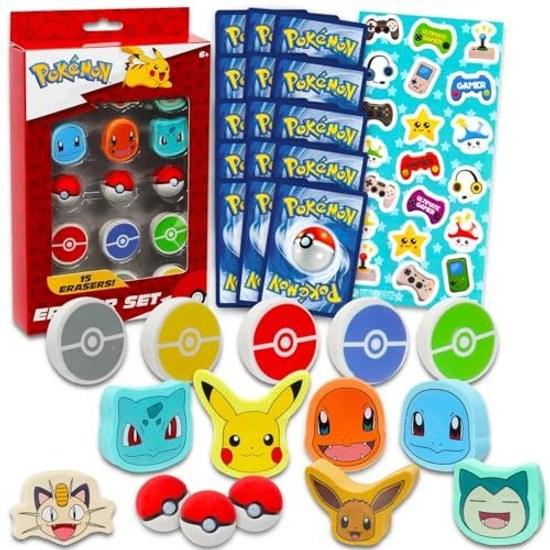 Праздничный Подарочный Набор Pokemon - 15 Ластиков Шар-брелок Charmander Bulbasaur Другие Коллекционные Карточки Наклейки Набор Принадлежностей Дети Мальчики Девочки