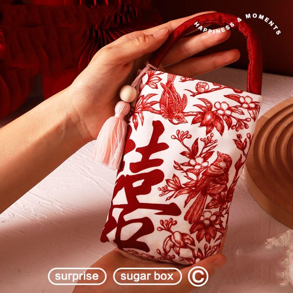 Flower Wrist Hand Bag Butterfly Orchid Flower Pendant Wedding Candy Bag Festive Sugar Bag  Wedding