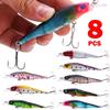 Рыболовная приманка 8 шт. крючки гольяна пластиковые рыболовные приманки приманки кривошипная приманка набор рыбная приманка твердые приманки