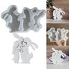Rabbits Statue Silicone Candle Molds for Epoxy Resin Candle Making Rabbits Fondant Mold for Candy Chocolate Desserts
