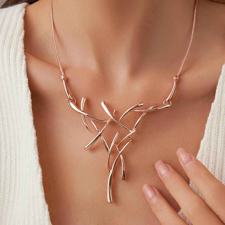 Нерегулярная геометрическая цепочка на ключицу с веткой дерева, персонализированное оленье роговое колье для дам, высококлассное, универсальное