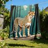 1pc Cheetah Print Throw Blanket Polyester Fiber, Lightweight Flannel, Soft & Warm, All Season Use for Outdoor, Camping Digital Print