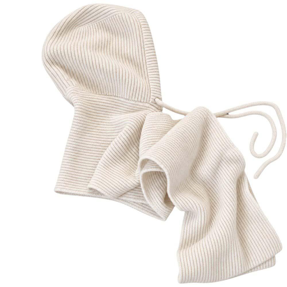 Korean Style Winter Balaclava Hat Solid Color Knitted Hooded Beanie Hood Scarf Combo Trendy Girls