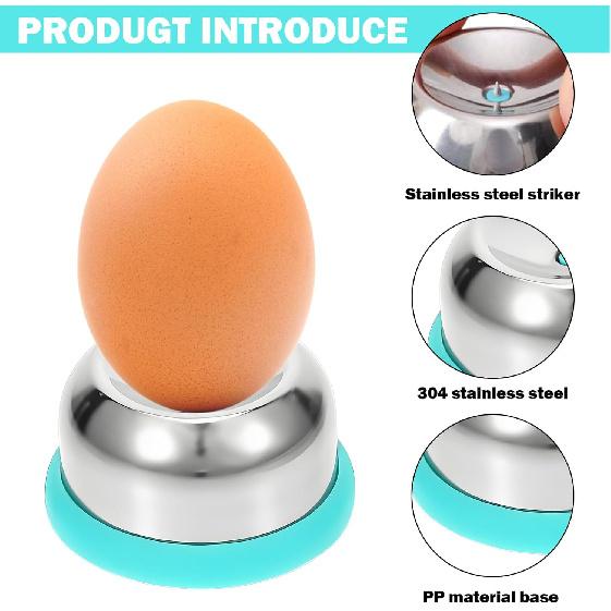 1/2PCS Egg Piercer for Raw Eggs Stainless Steel Needle Egg Punch Tool with Black or Blue Anti-Slip Base to Get Hard Boiled Egg 2