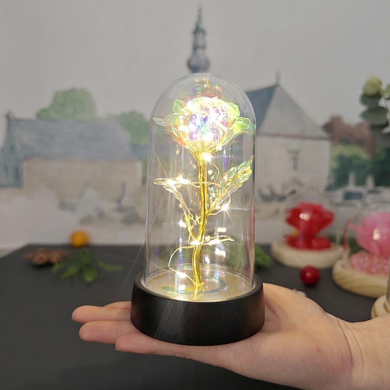 Светодиодная фольга Цветок Искусственные розы Цветы Ночной светильник День Святого Валентина Подарок для девушки Вечная роза Свадебный декоративный подарок