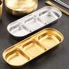 Stainless Steel Dipping Tray with 3 Compartments Easy To Clean Stackable Sauce Bowl Organizer Rack Tableware