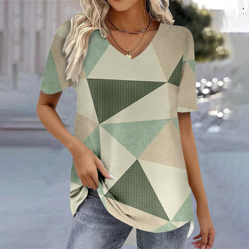 Футболки с принтом бабочки 3D, летние женские футболки с V-образным вырезом, модные женские рубашки и блузки 2025 года, футболки, женская одежда больших размеров