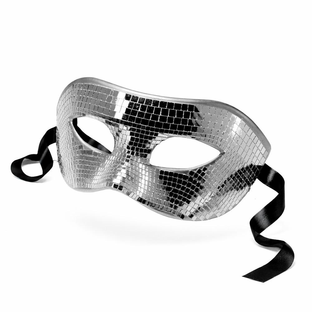 Fashion Bright Ball Glitter Face Mask Mirror Eye Covers Party Props Eye Mask Silver Masquerade Ball Mask Halloween