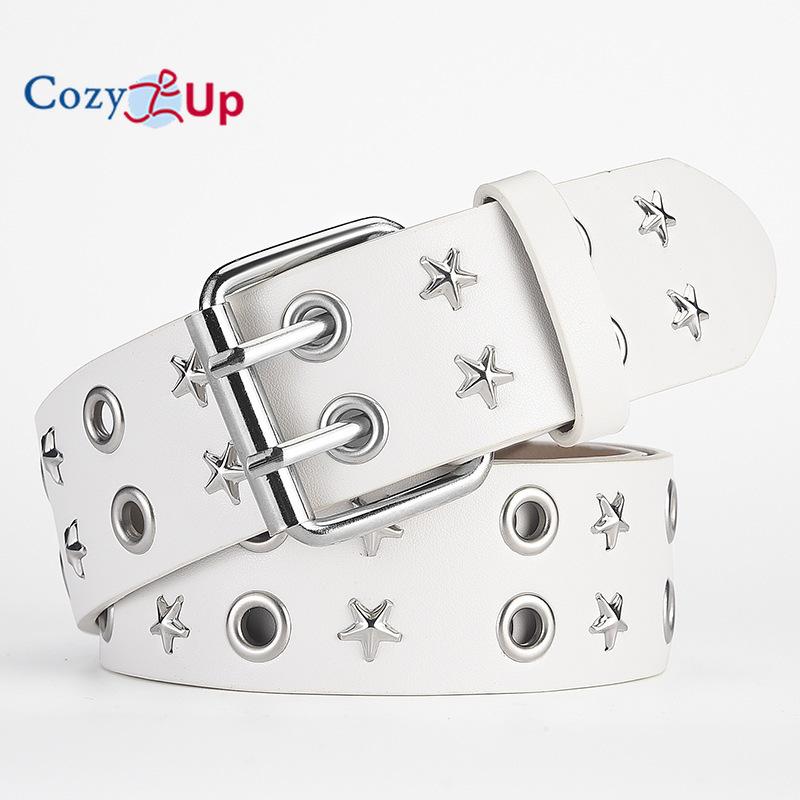 Star Style Double Exhaust Eye Punk Style PU Belt Decorative Trouser Belt