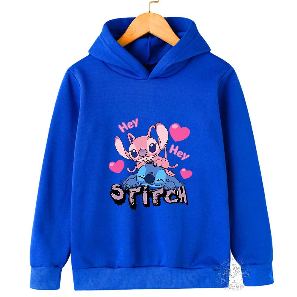 Толстовки MINISO Stitch Уличная мода Свитер для мальчиков и девочек Детский спортивный пуловер Толстовка для занятий спортом на открытом воздухе детская одежда