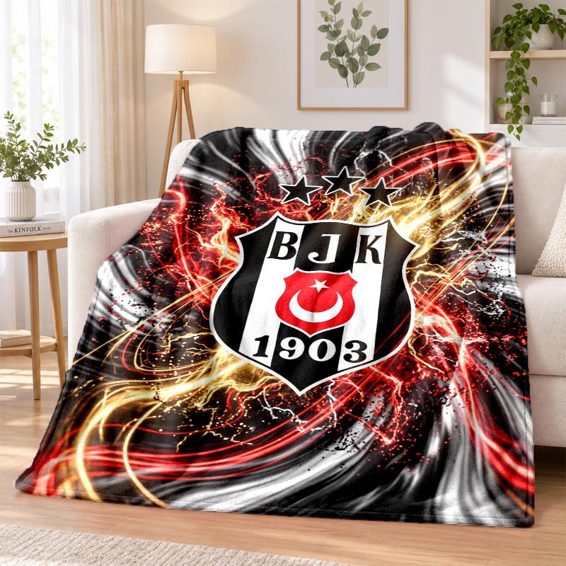 Beşiktaş FC Printed Flannel Blanket Warm Comfort Bed Throw For Indoor Home Decoration