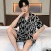 Пижамный костюм из ледяного шелка для мужчин, весна-лето, модная одежда для отдыха с коротким рукавом из полиэстера, мужская одежда для сна, домашняя одежда для мужчин