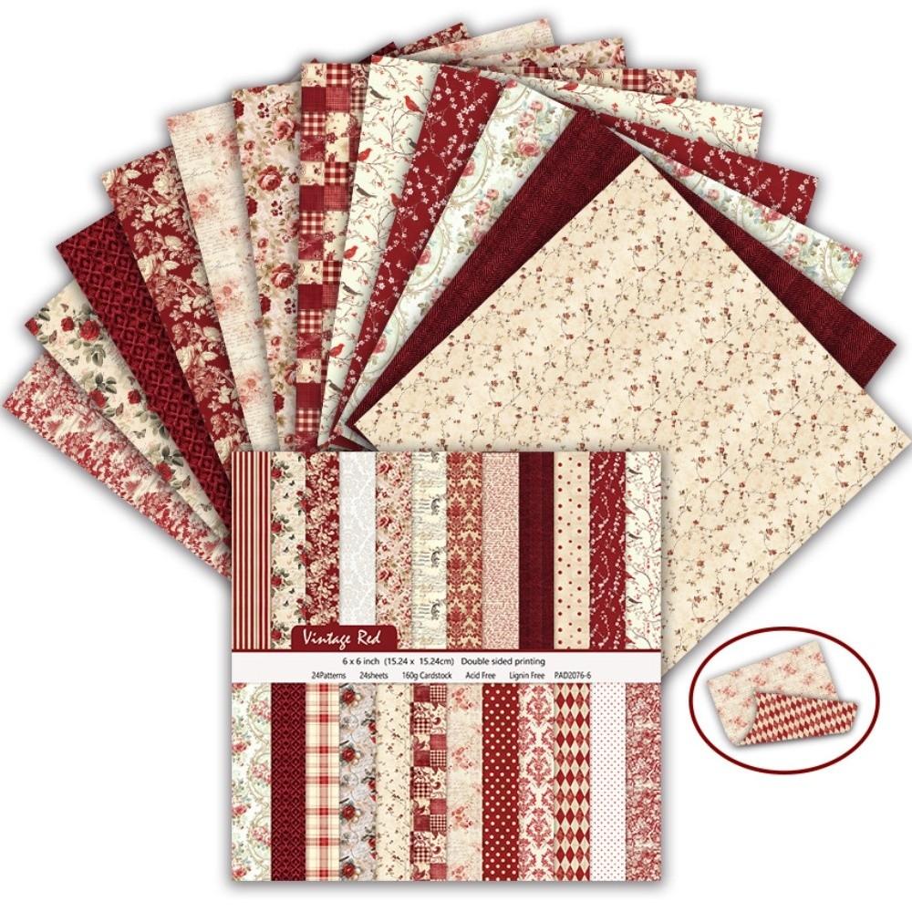 24Sheets Floral Pattern Scrapbook Paper 6 Inch Background Paper Decorative Paper DIY Craft