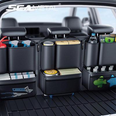 Кожаный органайзер для багажника автомобиля большой вместимости, сумка для хранения на спинку сиденья с 4 карманами, многофункциональное использование для багажника автомобиля, внедорожника