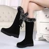 Ботинки до середины икры для женщин элегантные на низком каблуке черные противоскользящие горячее качество женские полувысокие зимние ботинки слипоны весна 2025 овчина