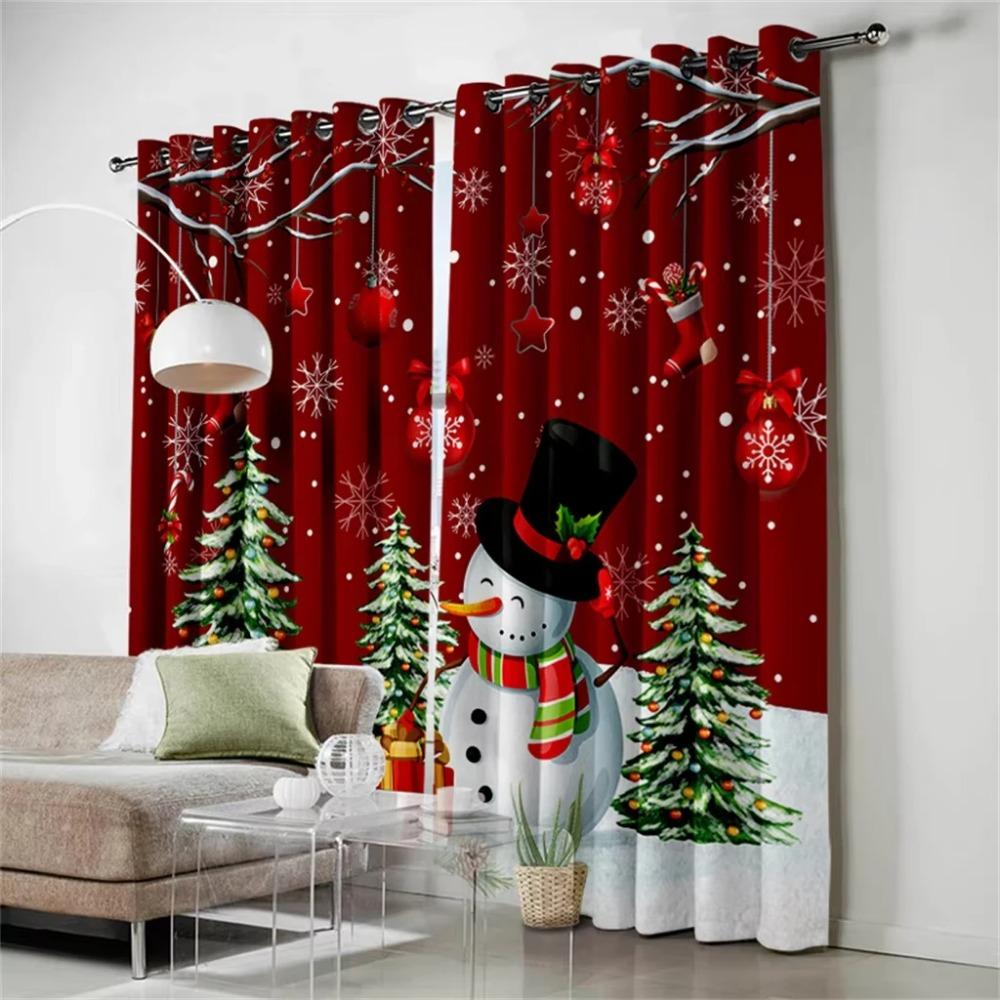 2 шт. занавеска в виде снежинки с рождественской елкой, рождественский подарок и занавеска в виде шара для гостиной, кухни, спальни, отеля, домашнего декора