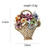 Creative Flower Basket Zircon Brooch Vintage Colorful Pins Women Fashion Jewelry Clothes Coat Decoration Scarf Buckle