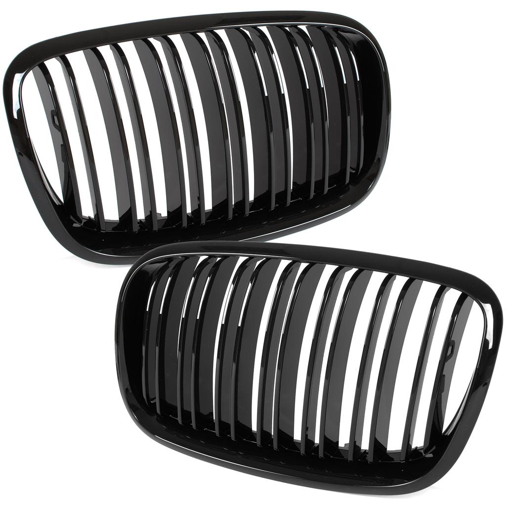 BMW X5 E70 06-13 grilles between the headlights (kidneys) left + right set BLACK GLOSSY DOUBLE BAR