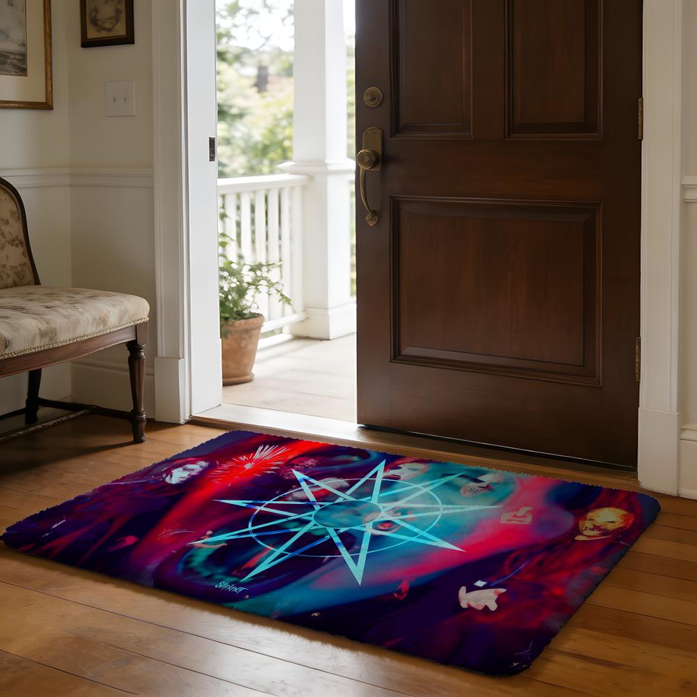 Floor Mat Soft Flannel Rug Non-Slip Absorbent Mat for Bathroom Bedroom Home Decor Rock Band S-slipknot