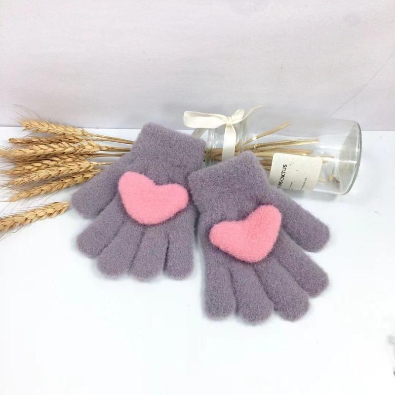 Children's Gloves Men's and Women's Five-finger Gloves Children's Autumn and Winter Warm Full-finger Gloves 2-7 Years Old