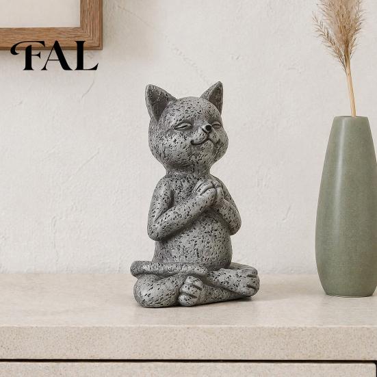 Meditating Pet Garden Statue Meditation Animal Figurine Ornament, Resin Zen Statue, Stress Relief Sitting Cat Dog Frog Ornament Cat/Dog/Frog Sculpture