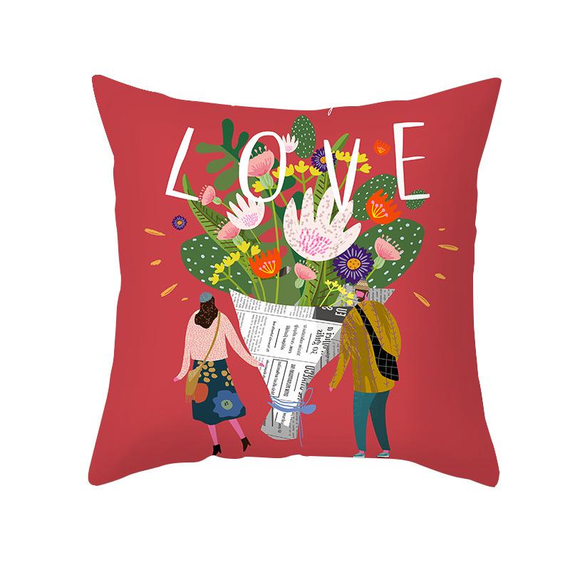 Valentine'S Day Throw Pillow Cover For Home Sofa Armrest Cover Short Plush Printed Cushion Cover For Living Room And Bedroom