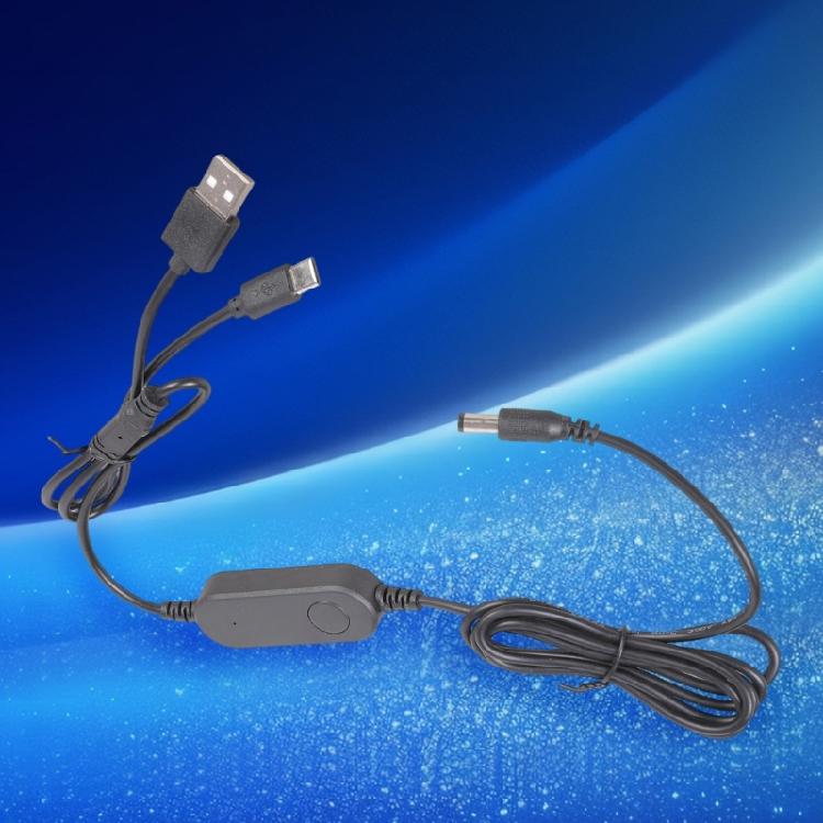 Кабель-переключатель управления USB C + USB на DC5.5mmx2.1mm Конвертер 12V12W Выход Для Цифровых Аксессуаров Портативное Использование