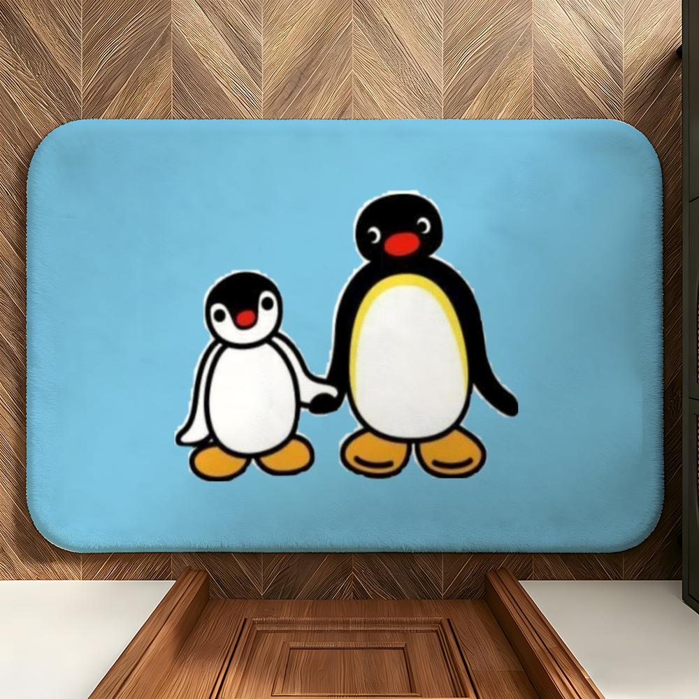 Animal B-Black P-Penguin Floor Mat Soft Flannel Floor Mat Suitable for Entryways, Living Rooms, Bedrooms, and Bathrooms