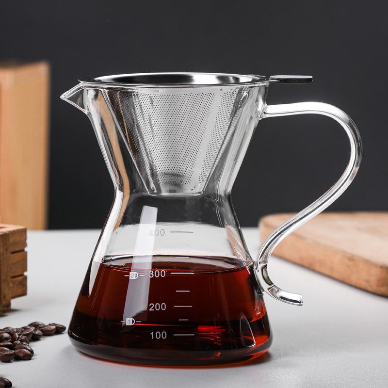 Кофейник ручной заварки, полукруглый пузатый чайник для совместного использования, утолщенное термостойкое стекло с мерной кофейной капельницей