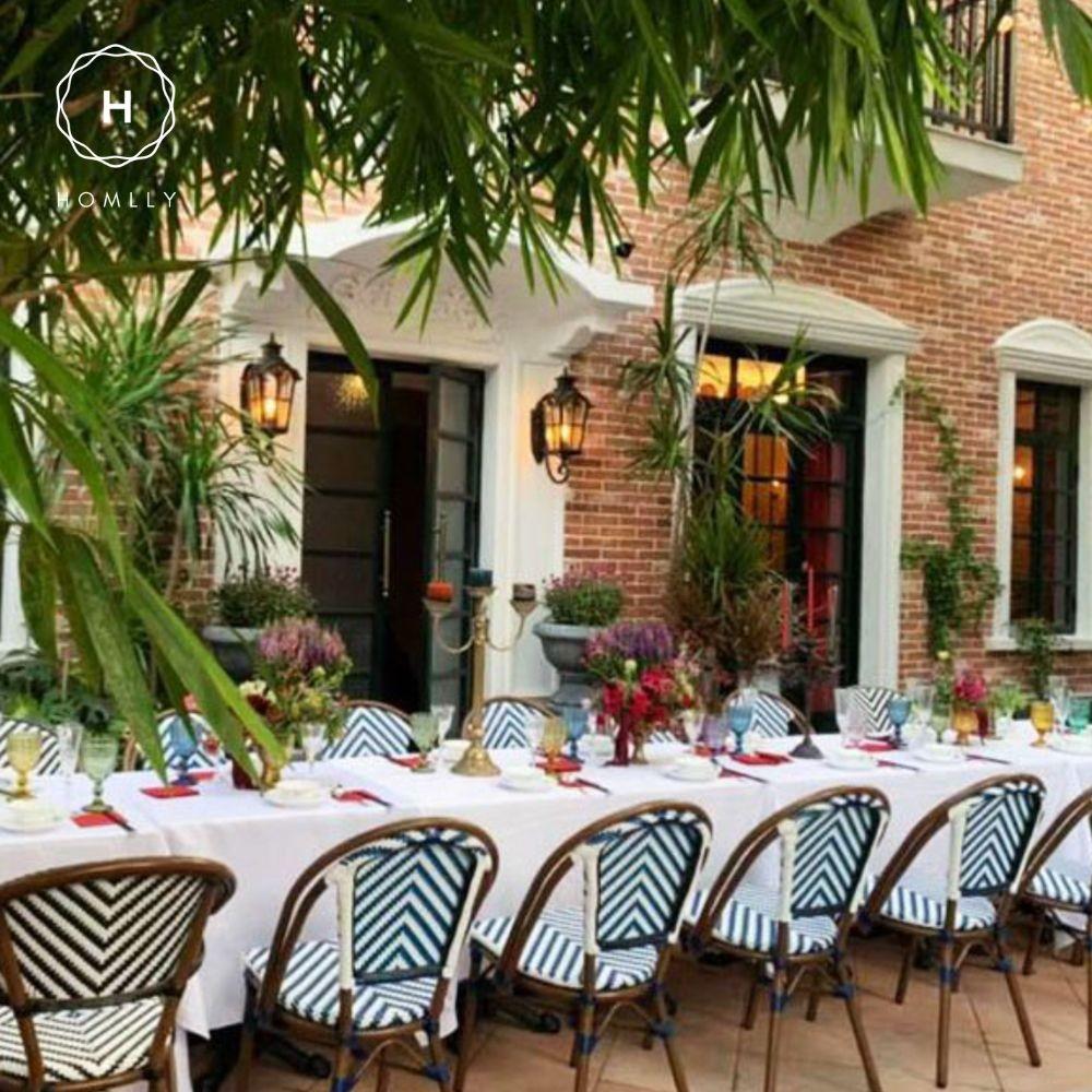 HOMLLY Франсуа Французский Ротанг Уличный Бистро Обеденный Патио Балкон Стул (X2ШТ)