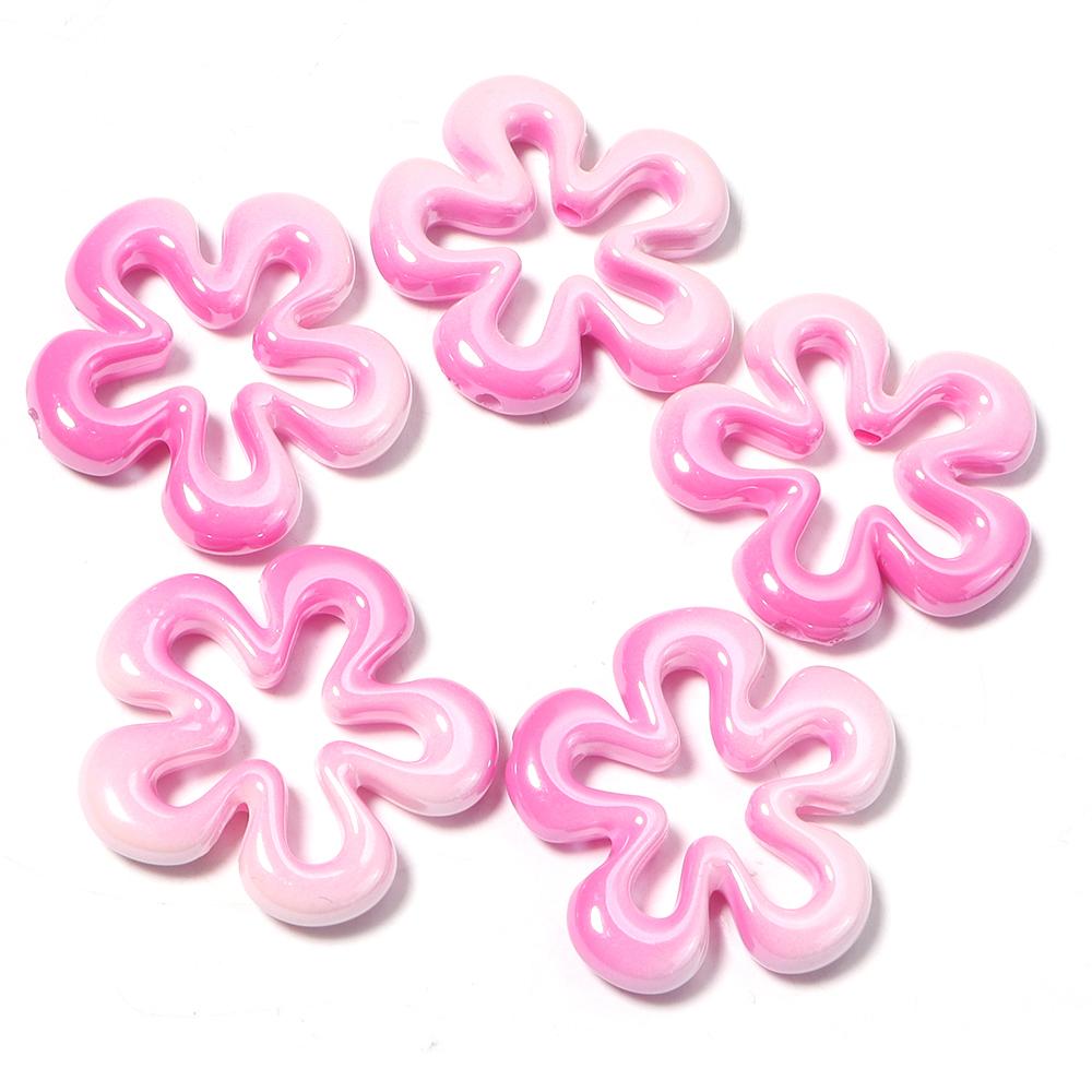 5pcs/lot Gradient Color Flower Beads Acrylic Beads Loose Spacer Beads For Jewelry Making DIY Bracelet Necklace Accessories