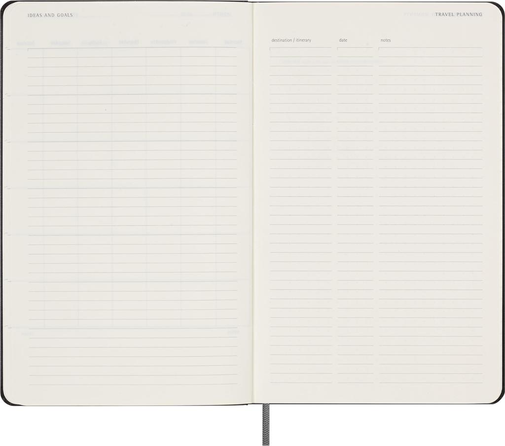 Moleskine 12-месячный недатированный еженедельник, большой формат (13 см x 21 см), Черная твердая обложка, DHUNDB12WN301