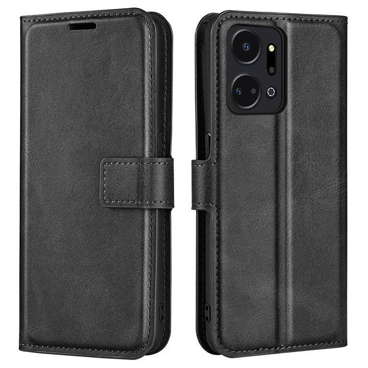 Cell Phone Case For Honor X7a 4G Wallet Square Magnetic Clasp Calf Texture Stand Phone Cover