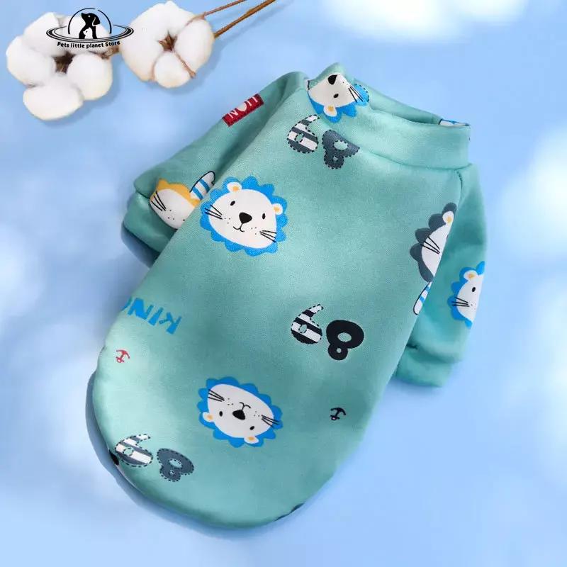 Толстовка с капюшоном для маленьких собак с милым принтом, зимняя теплая одежда для домашних животных, свитер для чихуахуа, ши-тцу, пуловер для щенков, кошек, одежда для собак