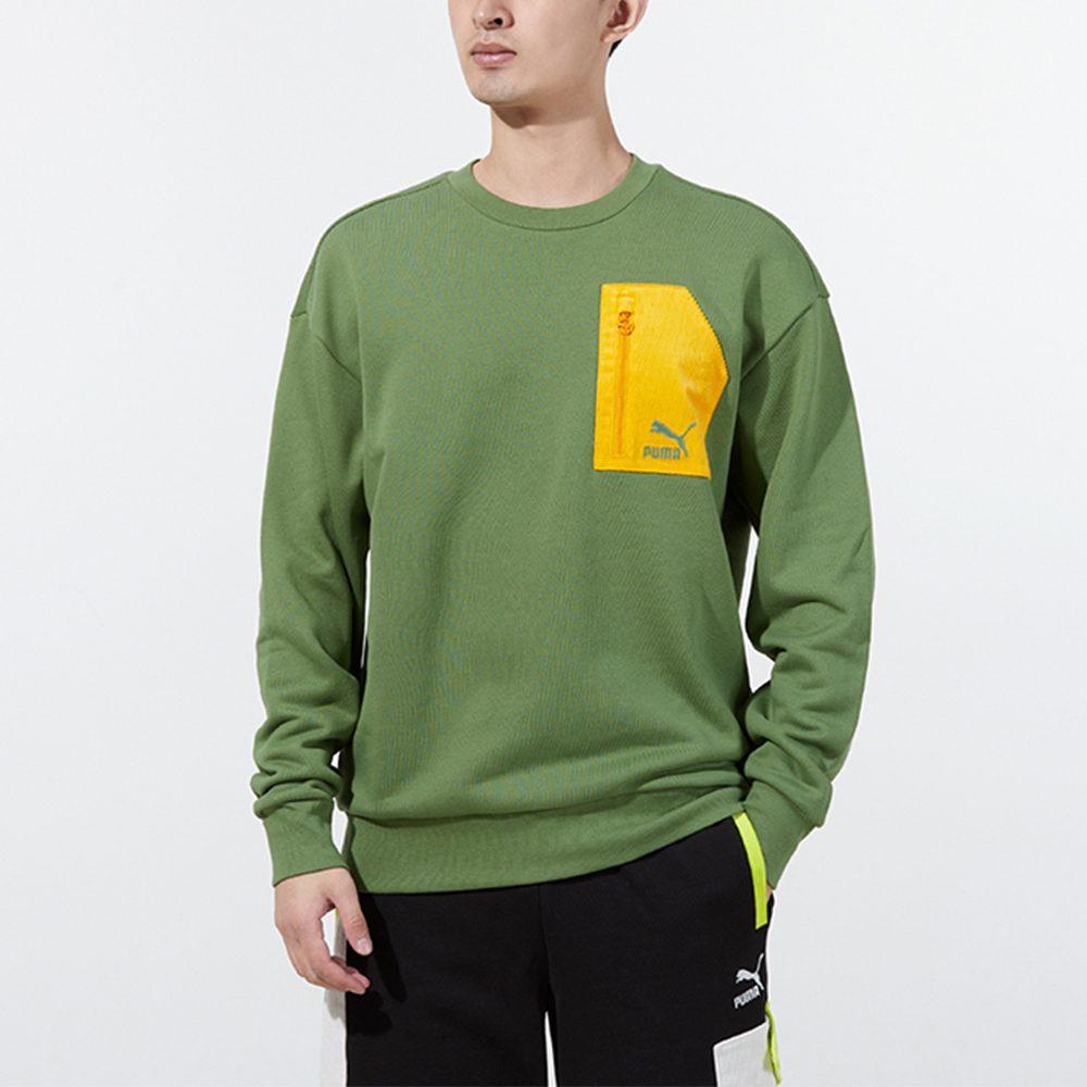 Puma Толстовки Мужские Зеленые С Круглым Вырезом Умеренная Обычная 535130-67