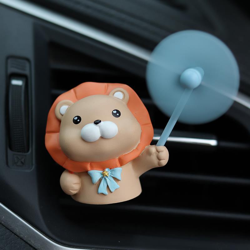 Car Air Freshener Clips Cute Animal Rotating Windmill Perfume Diffuser Air Conditioner Vent Decorations Car Interior Accessories